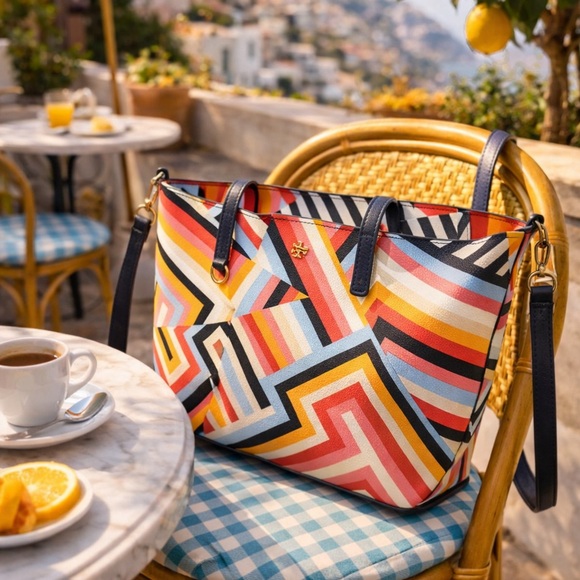 Tory Burch Kerrington Small Tote Cut Out T Print | Multicolor | NWOT | Authentic - Picture 2 of 16